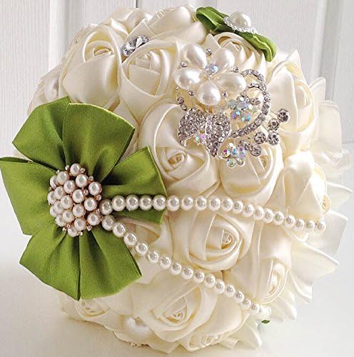 jane to love Advanced Customization European and American Wedding Handmade toss bouquet Wedding bride bridesmaid holding flowers High-grade diamond roses ivory & green bouquet