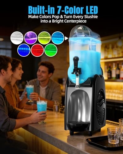 Image of GSEICE Commercial Slushie Machine 4.75 Gal Single Tank Margarita Machine for Wine Daiquiri, 7-Color LED Light, 5 Modes Slushy Machine, Slushie Machine for Bar Restaurant Store Party Business 120V /60Hz