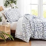 Southshore Fine Living, Inc. Oversized California King Duvet Cover Set - Printed Blue Duvet Cover King Size - Pet Hair Resistant Bedding, Fade Resistant, Zipper Closure - 2 Pillow Shams - Khari Blue