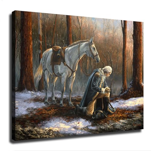 Yuplan George Washington Praying On The Snow In Forge Valley Canvas Poster Holiday Gift Hd Picture Modern Aesthetics Mural Wall Art Decoration cover