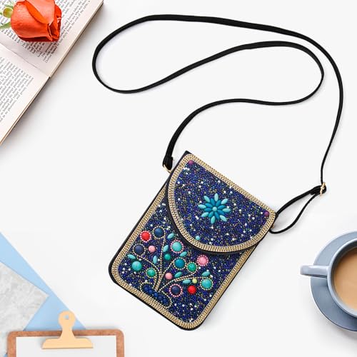 Image of Small Beaded Crossbody Bag for Women, Boho Cell Phone Shoulder Purse Wallet with Handcrafted Colorful Beads