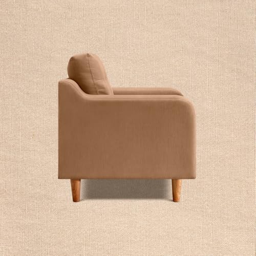 Image of Duroflex Ease Plus - 1 Seater Sofa Set for Living Room | 3 Year Warranty | Premium Wooden Frame Sofa | Anti-Pilling Fabric, Fade & Termite Resistant | Comfortable & Durable Couch - Latte (Beige)
