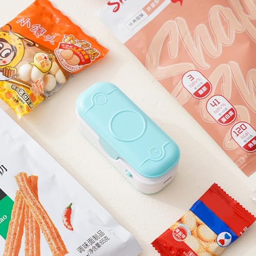 Walbest Mini máquina selladora de bolsas, sellador térmico 2 en 1 con cortador, sellador de bolsas con cortador, máquina de sellado portátil de alimentos, mini máquina de sellado para bolsas de