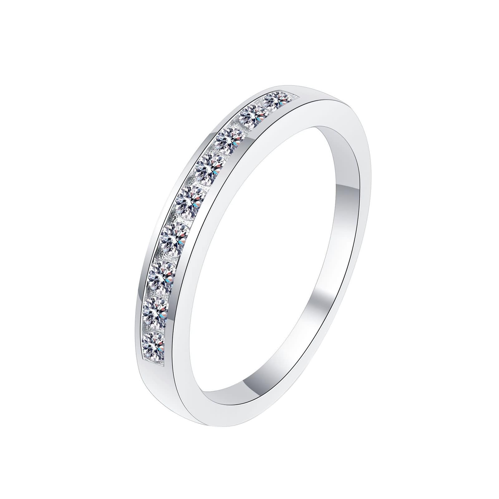 Alliance Femme Argent 925,Bague Anneau Alliance Bague Rond avec Moissanite 0.27ct Anneau Femme Argent