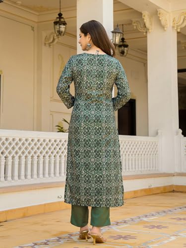 Image of Vaamsi Women's Rayon Blend Ethnic Motifs Straight Printed Kurta Pant With Dupatta Set | Kurta Sets For Woman