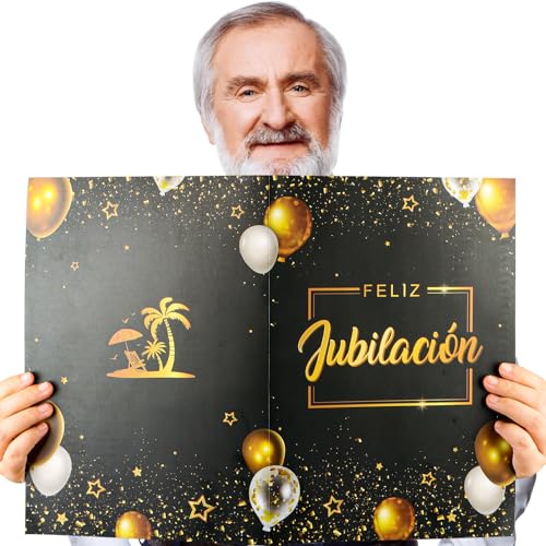 BETESSIN 42x30cm Tarjeta de Felicitación Jubilación con Sobre, Tarjeta Postal Grande Feliz Jubilación, Carta Regalo Original de Jubilación, Regalo Jubilación a Compañeros Familiares Amigos