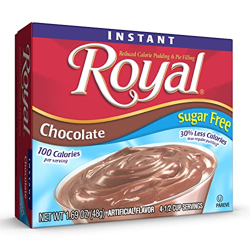 Image of Royal Instant Pudding Dessert Mix, Chocolate Sugar Free and Fat Free 1.7 Ounce (Pack of 12)