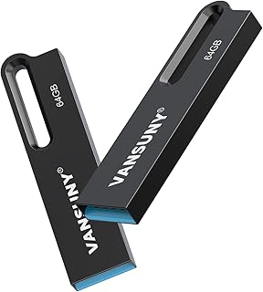 Vansuny 2 Pack 64GB Flash Drives Metal Waterproof USB Drives USB 3.0 Ultra High Speed Memory Sticks, Portable Thumb Drive for PC/Tablets/Mac/Laptop,Black