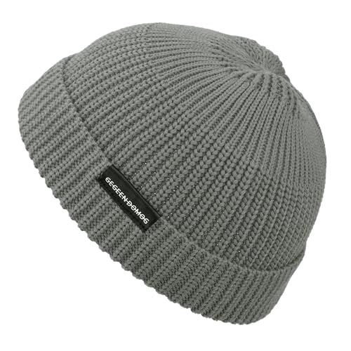Image of Clakllie Soft Knit Harbour Hat Trawler Short Beanie Cap Slouchy Winter Warm Ski Skull Hat Cap for Daily Wear,KH07-Gray