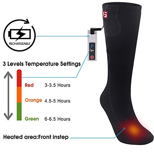 Heated Socks For Men Women Electric Rechargeable Footwarmer For Skiing Camping Hiking Cozy Crew Sox(Black) #TOP1