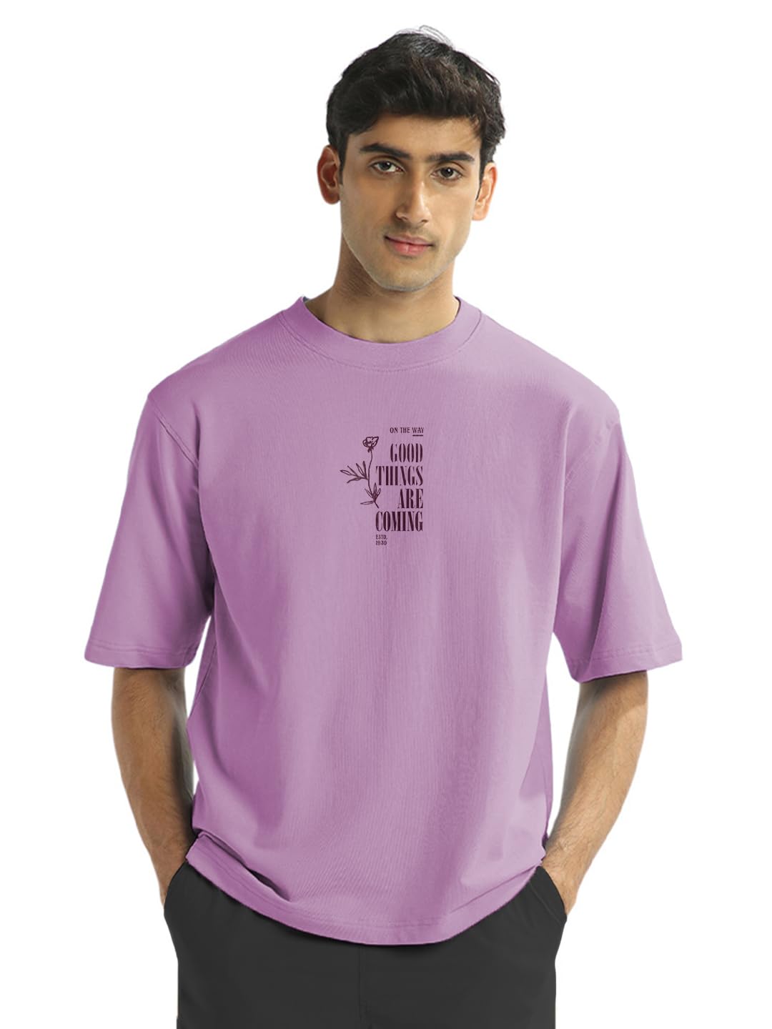 NOBERO Camiseta de hombre con estampado gráfico de gran tamaño