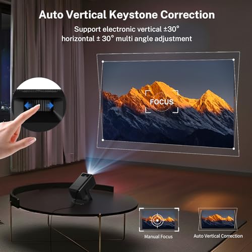 Image of Mini Projector 1080P 4K Support with WiFi 6 and Bluetooth 5.4 Built-in Apps for Home Android 14 Auto Keystone Outdoor Portable Projector Compatible with Netflix /iOS /HDMI /TV Stick /Phone Remote X1 Black