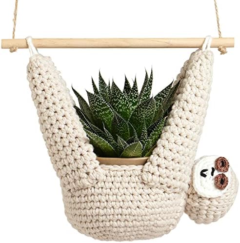 Evbopa Sloth Gifts Sloth Plant Hanger for Succulent Pot Hanging Planter for Plant Lovers Home Decor Planter Macrame Plant Hanger | 5 Inch Plant Holder