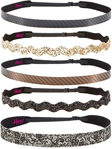 Hipsy Cute Fashion Adjustable No Slip Hairband Headbands for Women Girls & Teens (Essential Black/Brown/Gold 5pk)