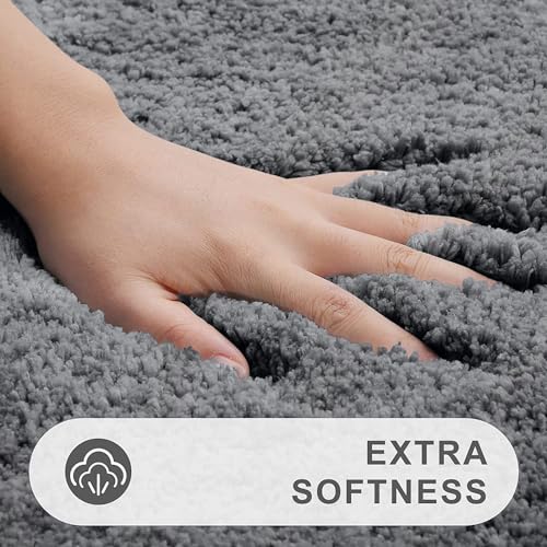 smiry U-Shape Toilet Mat, Extra Soft Pedestal Mat for Toilet Absorbent Microfiber Toilet Bathroom Mats, 50 x 60 cm, Grey - Image 3