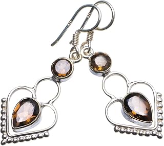 StarGems 925er Sterling Silber Smoky Quartz Einzigartig Handgefertigt Ohrringe 3,81cm Grey X3412