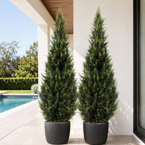 Set of 2, Artificial Cedar Topiary Trees, 5 FT  - image 7