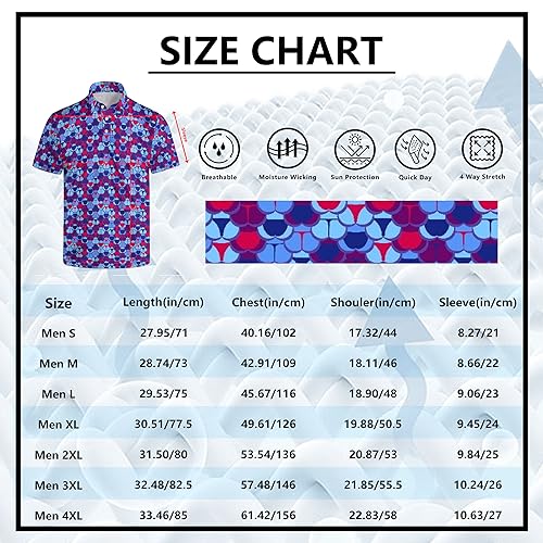 Image of Men's Funny Golf Shirts Hawaiian Polo Shirts 80S Flashes Polo Shirts Funny Hawaiian Beach Summer Golf Polo Shirts