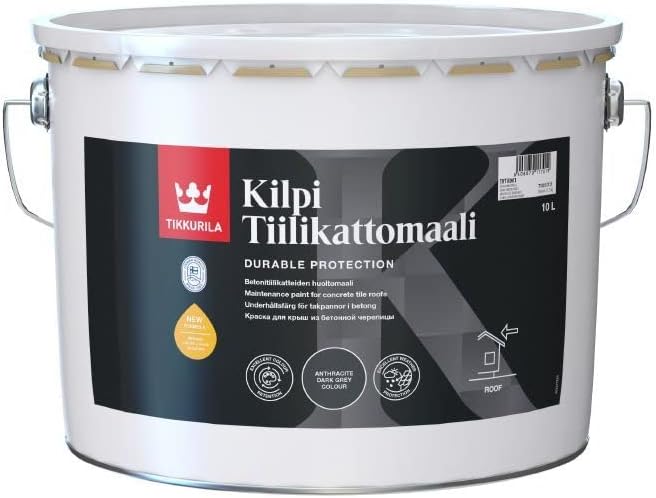 Tikkurila Kilpi Roof Tile Paint - Maintenance Paint for Roof Tiles - Protective Roof Coating - 10 litres - Dark Grey