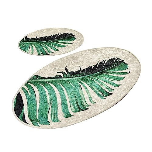 WELL HOME MOBILIARIO & DECORACIÓN Set de alfombras de baño (2 Piezas) Hoja Verde