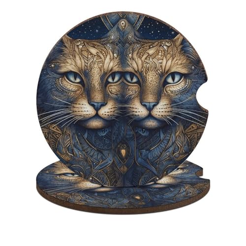 Portavasos para auto, 2 piezas, diseño gato y estrellas miniatura 1