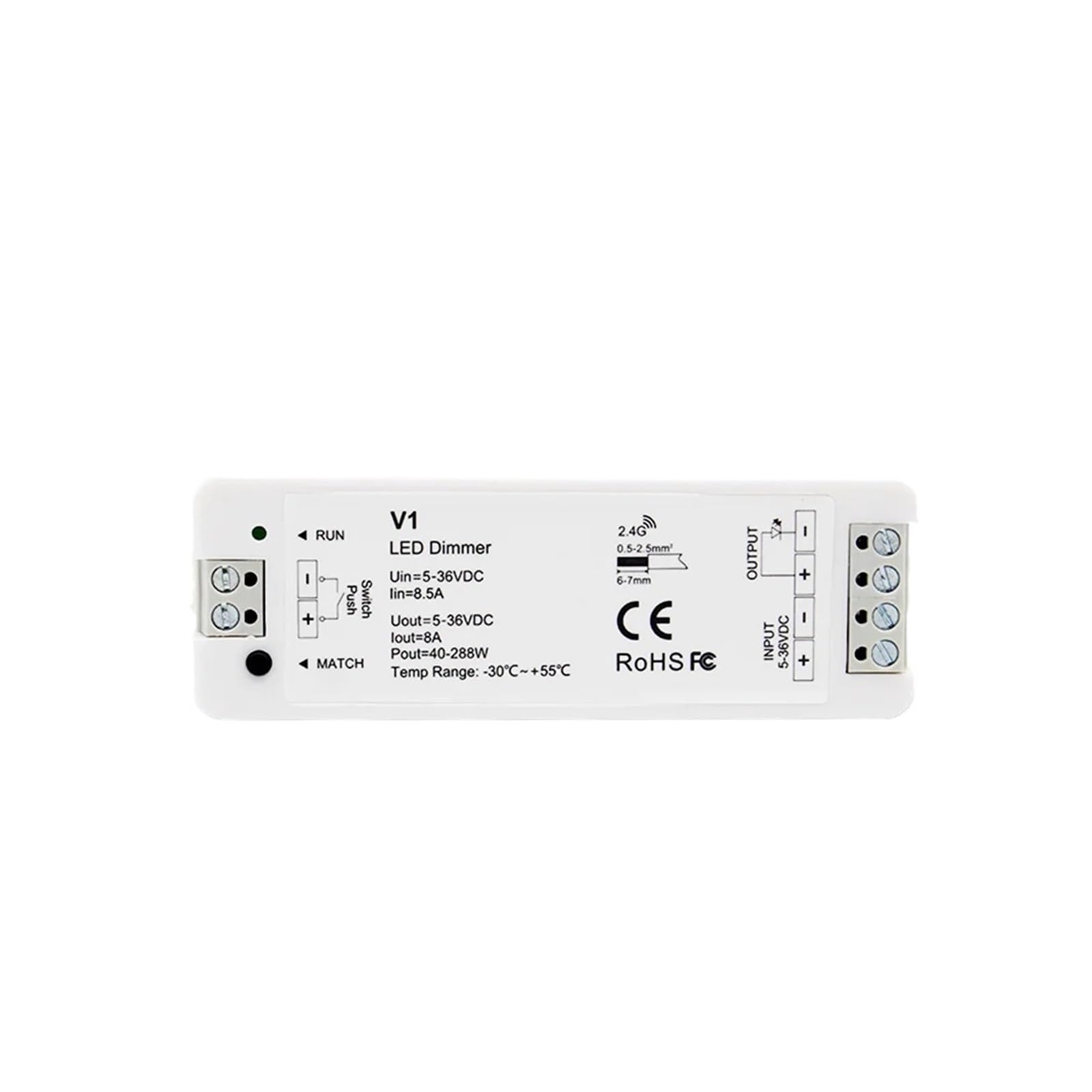 Variateur LED RF 12V 24V Interrupteur Ruban Monochrome Sans Fil