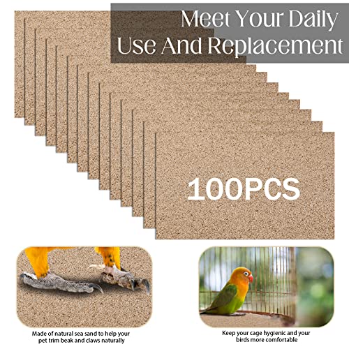 Fabbay 100 peças de papel de cascalho para gaiola de pássaros, papel de revestimento de cascalho, li