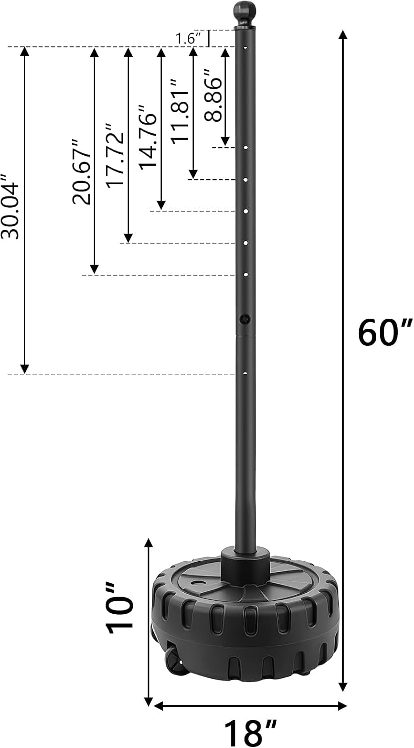 Portable Sign Post and Base Kit, 5 ft Heavy Duty Cast Iron Sign Pole with Hard Plastic Wheeled Base, Movable Signs Stand Easy to Use Portable Sign Holder for Traffic, Parking, and Safety Signs