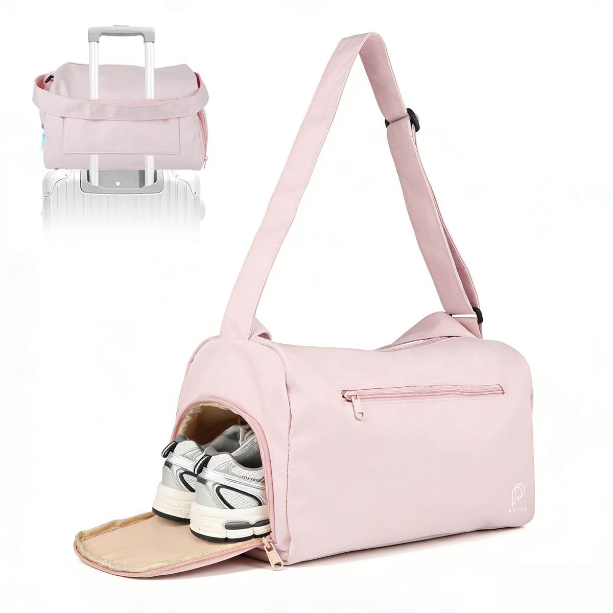 Gym Bag with Shoe Compartment Workout Sport Duffle Bags for Women Travel Waterproof Shoulder Overnight Bag Lightweight Carry on Tote Bags for Swim, Yoga, Dance(Pink