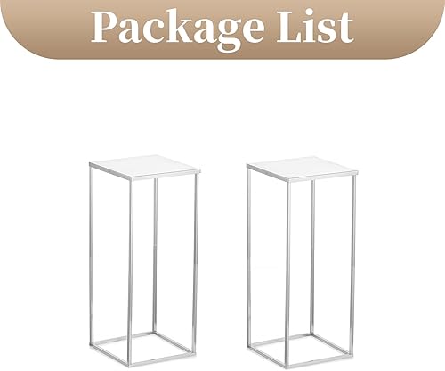 Miniatura 8 de Sziqiqi Jarrón de centros de mesa de boda para mesas con platos, 2 piezas de columna de metal, soporte geométrico de flores de 23.6 pulgadas,
