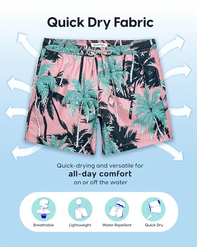 Image of maamgic Mens Swim Trunks 5 Inch with Mesh Lining, Quick Dry Mens Bathing Suit, Swim Shorts for Swimming and Beach
