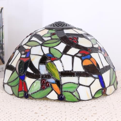 Image of Tiffany Lamp Shade Replacement Only 12X6 Inch Stained Glass Style Lampshade with Cap fit for Table lamp Pendant Light Ceiling Fixture (Stained Glass)