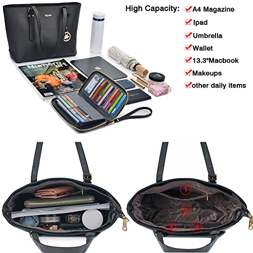 Image of Purses And Wallets Set For Women Work Tote Satchel Handbags Shoulder Bag Top Handle Totes Purse With Matching Wallet