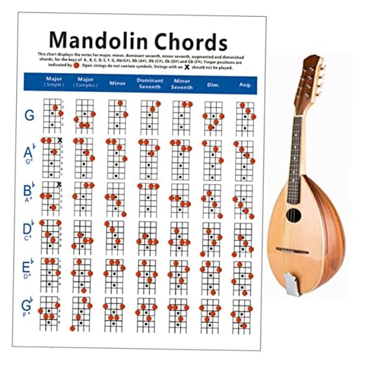 JOINPAYA De Acordes De Mandolina Grande Guía De Práctica De Acordes De Papel Tabla De Ejercicios Para Estudiantes y Profesores Bandurria