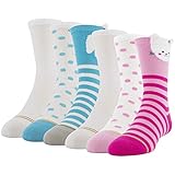 Gold Toe Girls Animal Faces Crew Socks, 6-Pairs, Pink/White, Youth Medium