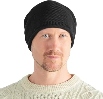 CHARM Organic Cotton Beanie Chemo Headwear - Skull Cap Hats for Men Lightweight Slouchy for All Seasons