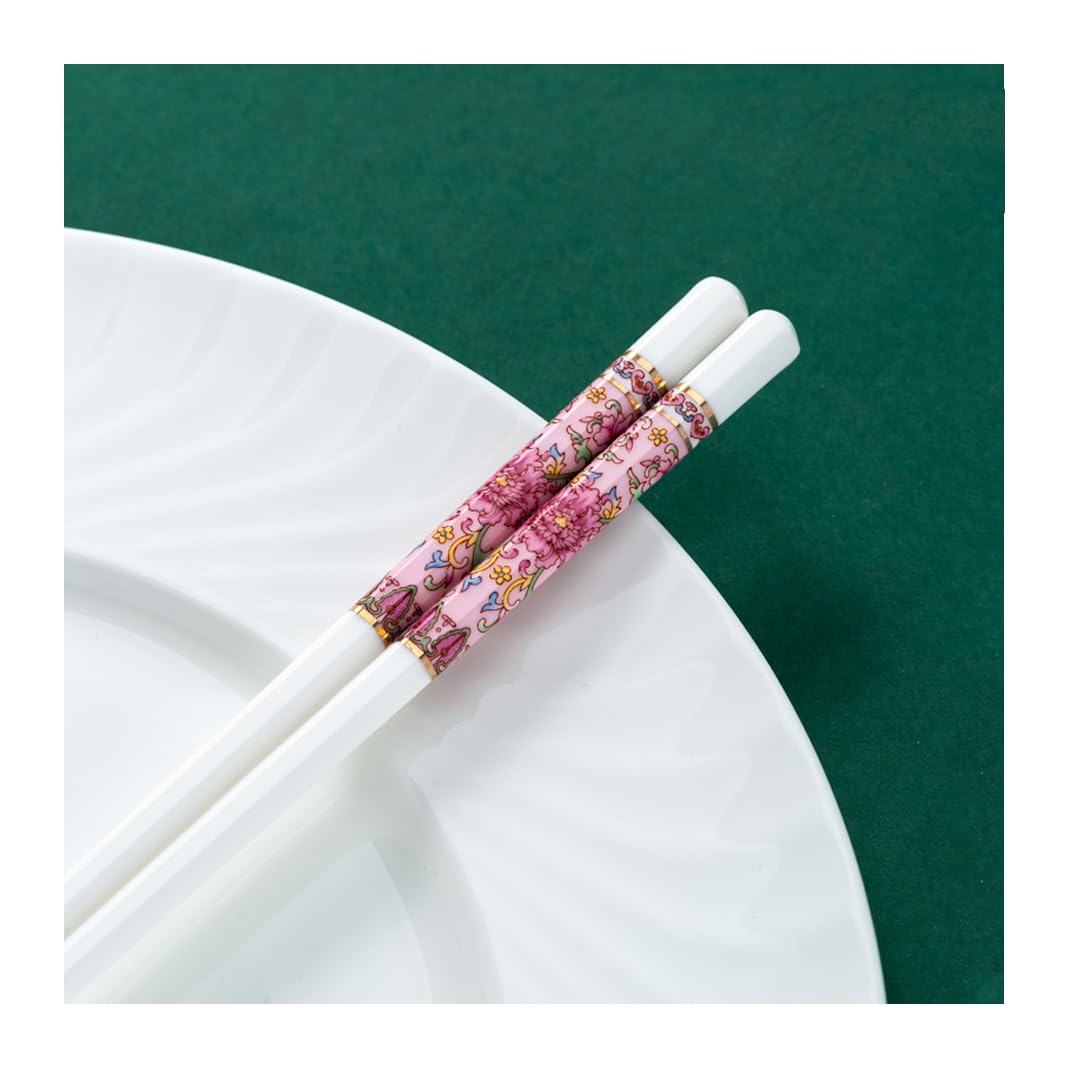 Coffret Cadeau de 10 Paires de Baguettes en Porcelaine Chinoise, réutilisables et lavables au Lave-Vaisselle, avec étui, Baguettes antidérapantes en céramique o(R)