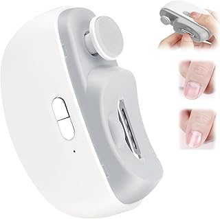 Electric Nail Clippers for Seniors, 3 In1 Electric Automatic Nail Clipper Polishing with Led Light & Clip Storage, Cordless USB Rechargeable Fingernail Trimmer with 2 Adjustable Speeds, White