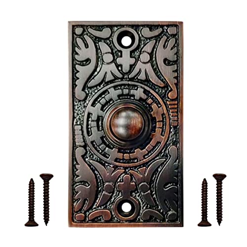 Akatva Doorbell Button With T Hinge Set – 2 Pieces Gate Hinges For Wooden Fences Heavy Duty – Bell Push Button – Doorbell Button Wired – Barn Hinges For Doors – Black Hinges – Oil Rubbed Bronze Finish #TOP6