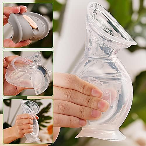 Haakaa Manual Breast Pump (5oz/150ml) One-Piece Design with Upgrade Suction Base & Silicone Cap Made by Food Grade Silicone Milk Saver & Milk Catcher for Breastfeeding Moms