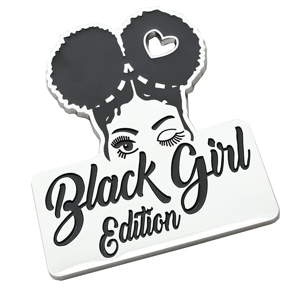 Image of Custom Black Girl Edition Car Badge Emblem Decals - Compatible Vehicles, Doors, Body, Fenders, Trunk - Stylish Dynamic Chrome Look