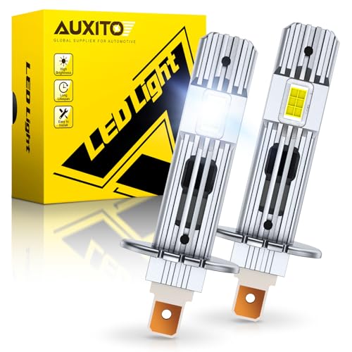 AUXITO H1 Bulb 6500K Ultra White 6X Increased Brightness Precision 1:1 Mini Design Simple Plug Play Installation Stable Illumination 99% Vehicles Supported Pack of 2
