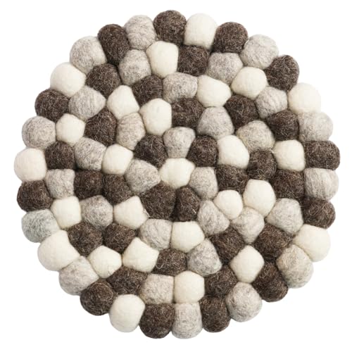 Phantomon Sottopentola in feltro di lana fatto a mano, 20 cm, rotondo, resistente al calore, per cucina, tavolo da pranzo, tappetino fatto a mano