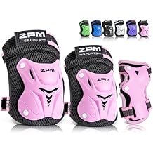 2PM SPORTS Knee Pads for Kids, Wrist Guards Knee and Elbow Pads Set with Drawstring Bag, Protective Gear Set for Girls Boys Roller Skating Cycling Skateboard