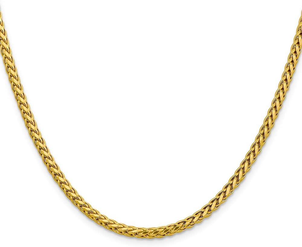 Diamond2Deal 14k Yellow Gold 3.1mm Spiga Wheat Chain Necklace 18" Necklace 8.89g