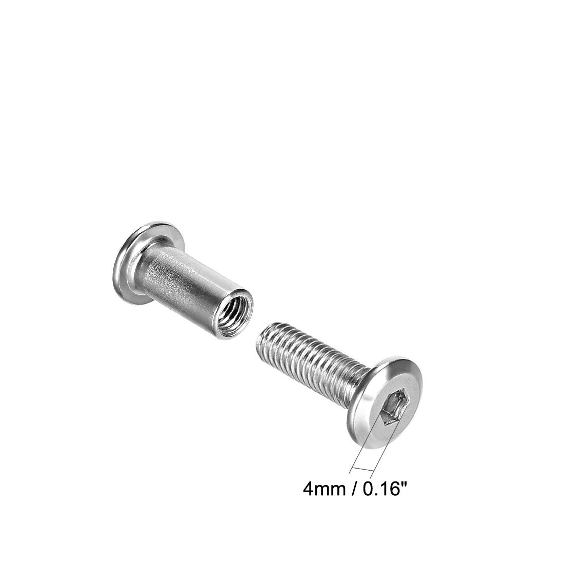 Screw Post Fit for 5/16"(8mm) Hole Dia, Male M6x16mm Belt Buckle Binding Bolts Leather Fastener Carbon Steel Silver 10 Sets