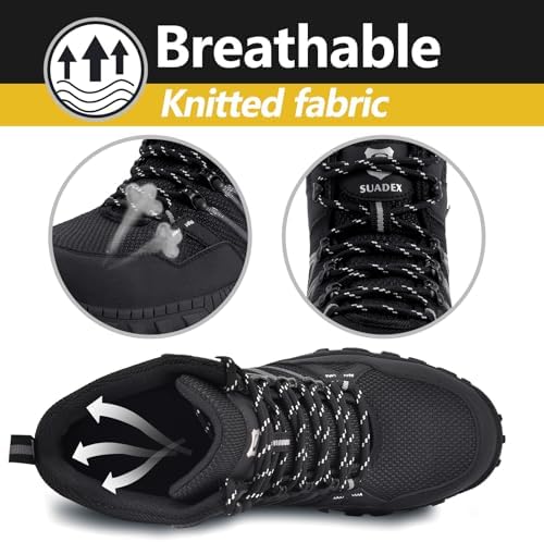 Miniatura 4 de SUADEX Botas de punta de acero para hombre, botas indestructibles de seguridad para el trabajo, zapatos de construcción, punta compuesta