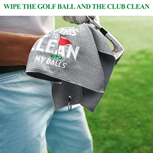 Moukeren Golf Towel Set 3 Pieces Funny Golf Towels Microfiber Waffle Pattern Golf Towels With Golf Club Brush And Groove Cleaner Divot Repair Tool For Men Gift Golf Accessories #TOP6