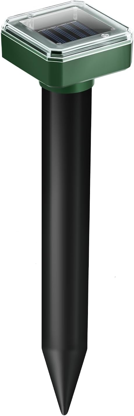 1Pack Mole Repellent Solar Powered Vole Repellent Outdoor Gopher Repellent Ultrasonic for Lawn Garden,Get Rid of Moles Groundhog Chipmunk Repellent,Waterproof Sonic Mole Spikes778227