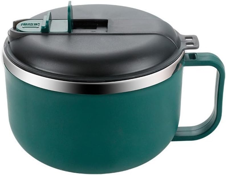 Noodle Bowl Stainless Steel with Lid Home Portable Student Lunch Box with Cutlery Large Bowl Set(D)